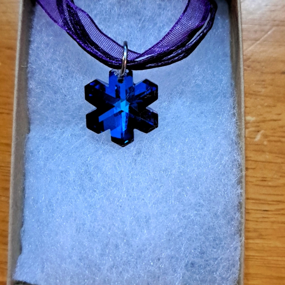 Thunder Blue Crystal Snowflake Necklace